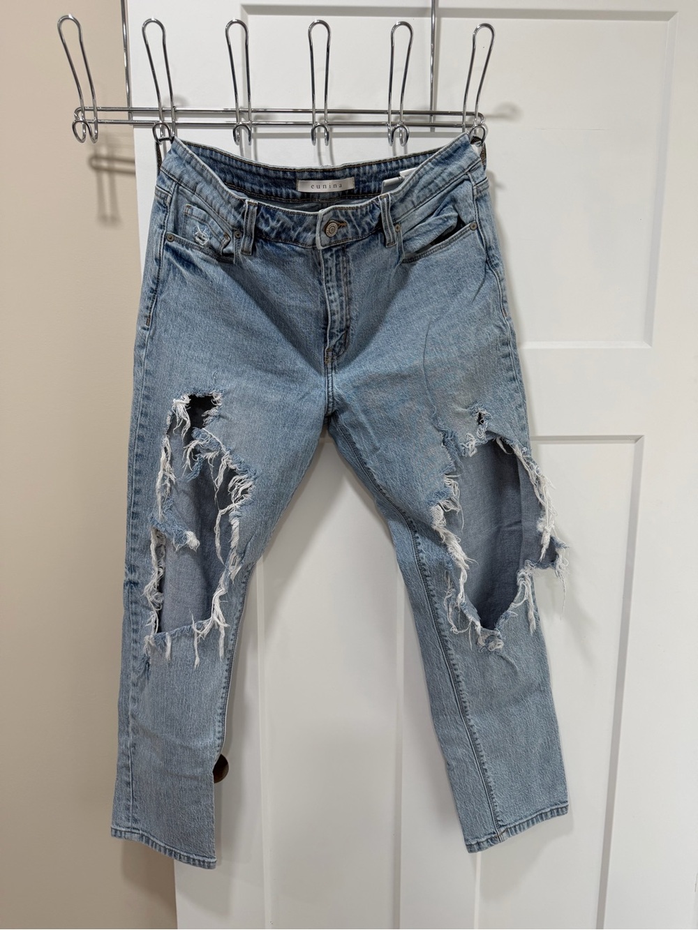 eunina Light Blue Distressed Boyfriend Jeans